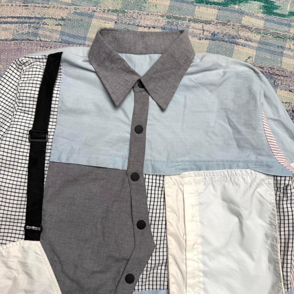 Custom Upcycled Patchwork Utility Shirt Jacket | One-of-One Reworked Overshirt - Picture 3 of 8